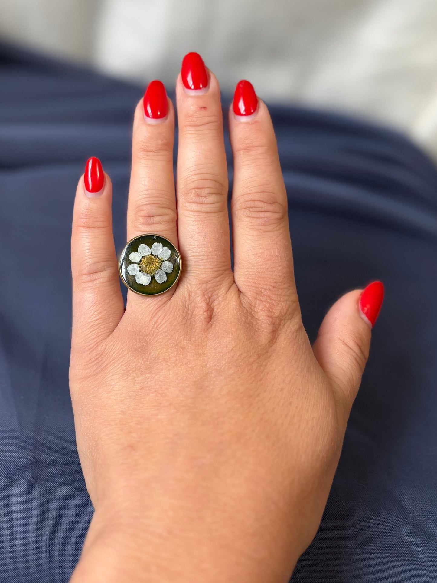 Adjustable Daisy brass ring