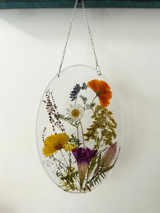 Oval Floral sun catcher