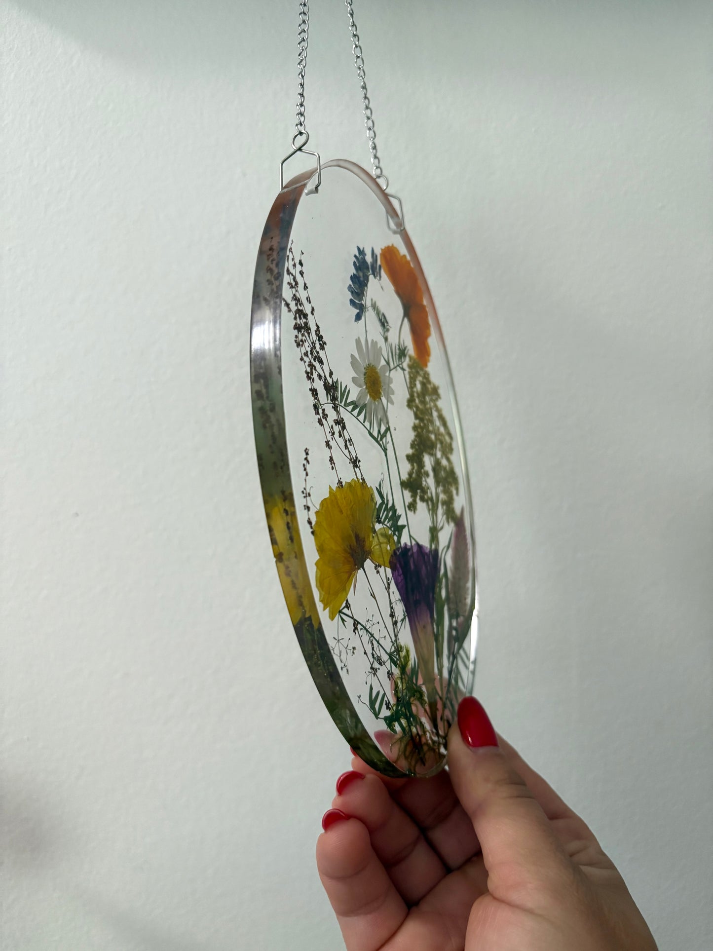 Oval Floral sun catcher
