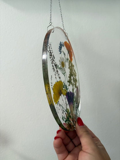 Oval Floral sun catcher